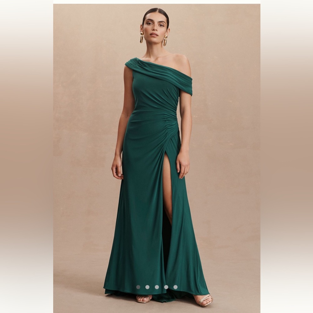 Mac Duggal one shoulder side-split column gown